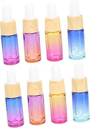 BATHVEVE 8Pcs Multi Function Essential Oil Dropper Bottles Gradient Color Perfume Containers with Leak Seal for Travel Camping and Makeup Storage