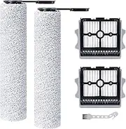 Fixbetter Replacement Brush Roll and HEPA Filter Suitable for Tineco Floor One Stretch S6 / S6 Stretch Lite Wet Dry Vacuum Cleaner, 2 Brush Rollers + 2 HEPA Filters + 1 Cleaning Brush