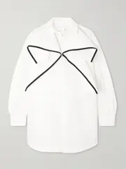 [Sacai] Sacai - Paneled Grosgrain-trimmed Silk And Cotton-blend Shirt - Off-white - 2 2 Off-white