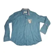 Robert Graham Men's Brixton Linen Long Sleeve Button Down Shirt XL NWT Turquoise