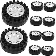 10pcs DIY Car Wheels Plastic Tires for Model Vehicle Assembly Enhance Rc with Easy Installation and for Custom Builds and Repairs Black