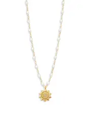 Gigi Clozeau 18K Yellow Gold Bead Sun Pendant Necklace, 16.5