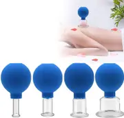 Set Of 4 Cupping Glasses With Ball 15-25-36-52mm For Professional