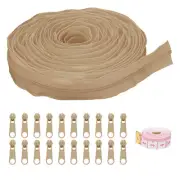 #3 10 Yards Nylon Coil Zipper with 20 Pcs Zipper Sliders and Ruler Beige
