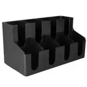 Black Countertop Cup Lid Organizer 8 Section Durable Polypropylene Beverages