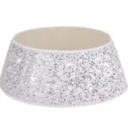 New Christmas Tree Collar Ring White with Silver Sequins Small