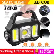 Rechargeable LED Work Light Solar Cordless Portable Floodlight 6 Modes USB Torch