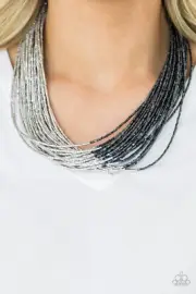 Paparazzi ENCORE Necklace - Flashy Fashion - Blue & Silver