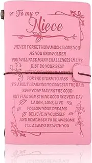 Birthday Gifts for Niece Leather Journal from Auntie Uncle, Inspirational Graduation Journal Notebook Christmas Back to School Birthday Gifts for Girls Nieces