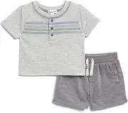 [Splendid] Kids Baby Boy Getaway Stripe Short Sleeve Tee Shirt and Shorts 2-Piece Set, Canvas, 3-6 Months, Canvas