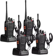 4 Pack Set Long Range Walkie Talkie 3 Mile Two Way Radio Charger Flashlight