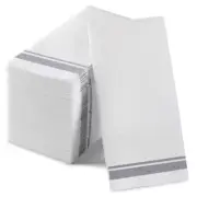 -Pack Disposable Linen-Feel Peper Napkins - Decorative White 50 White, Silver