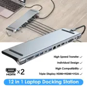 USB C Hub 12 in1 Adapter HDMI 4K USB 3.0 100W PD for TV Macbook Laptop XPS iPAD
