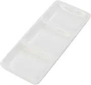 White Tray White Tray 8.5 Inch White Ceramic 3-Compartment Appetizer Serving Tray Rectangular Divided Sauce Dishes Seasoning Serving Tray for Dish Soy Sauce Appetizer Fruit Tray Fruit Tray