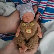 MYREBABY 7 Inch Miniature Silicone Babies Doll Reborn Baby Doll Silicone Ful Body Realistic Newborn Closed Eyes Sleeping Baby Boy The Look Real Soft Anti Stress Doll