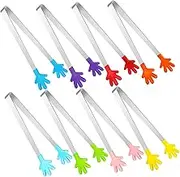 PartyKindom Cooking Baking Tongs Set 8 Pcs Sugar Tongs Pasta Tongs Steak Tongs Stainless Steel Food Clamps Safe Easy to Use