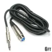 6FT 3-Pin XLR Female to 1/4" 6.35mm Mono Male Microphone Mic Cable 28AWG Nickel