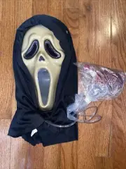 Scream Classic - “GHOST FACE” Mask Plastic Black Hood 8930 Blood Pump