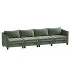 Ufurniture 5 Seater Sofa Chenille Modular Lounge Couch with Large Cushion Green