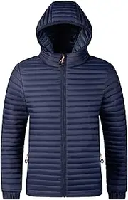 [DGHM-JLMY] Mens Lightweight Puffer Jackets Warm Comfort Hooded Quilted Coat Detachable Windproof Outerwear Jacket