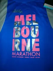 ASICS MOTIONCOOL WOMENS UNISEX RUNNING JERSEY SINGLET SZ M MELBOURNE MARATHON