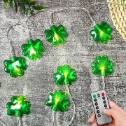 St. Patrick's Day Lights Shamrock String Lights Battery Operated 9.8 Feet 20 LED