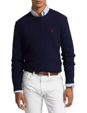 [Polo Ralph Lauren] Cable Knit Wool Cashmere Sweater in Blue
