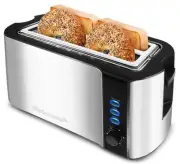 ECT-3100 Long Slot 4 Slice Toaster, Reheat, 6 Toast Settings, Defrost, Cancel...