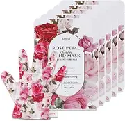 Koelf PETITFEE Rose Petal Satin Hand Mask (5pairs) - Intensive Nourishing, Moisturizing Gloves, Rose Scented Hand Repair Masks with Peptide, Collagen, Shea Butter for Silky Smooth Hand Treatment (Hand Mask)