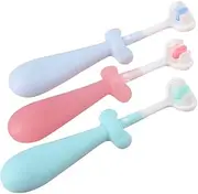 Ipetboom Baby Tooth Brush Soft Bristles Toddler Toothbrush Newborn Baby 3 Sided Toothbrush Manual Brush for Boys and Girls
