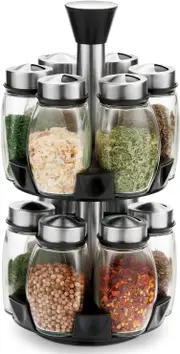 12-Jar Rotating Spice Rack Organizer for Cabinet and Countertop