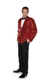 Red Shimmer Sequin Adult Costume Jacket One Size