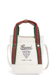 Medium Printed Canvas Web Bag One size White