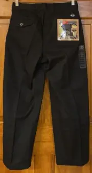 DOCKERS Black Khaki Pleated Front Pants Actual Size 29 x 25 HUSKY Fit NWT