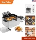 Large Electric Deep Fryer with 3 Frying Baskets - Perfect for Home Cooking