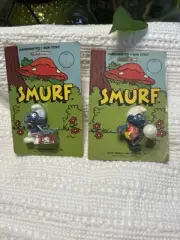 Smurf Vintage Non-toxic Figurines (1982) , Lot Of 2 (Sealed Package)