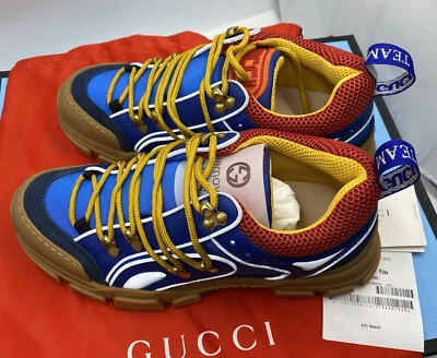 Gucci 543149 Flashtrek Multi-color Sneakers, Size Gucci 8 (US 9) EU 42 NIB Furbi