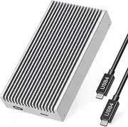 AKKYAJAURE High-Speed 40Gbps Fanless M.2 NVMe SSD Enclosure - All-Aluminium Alloy with Finned Cooling Design (Silver Colour)