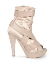 Taupe Bandage Platform Peep Toe Heels