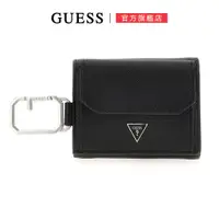 在飛比找蝦皮商城優惠-【GUESS】簡約三角LOGO三折式短夾-黑