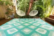 3 X 200 x 270cm Positano Aqua and White Outdoor Plastic Rug/Mat