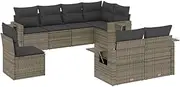 vidaXL Garden Sofa Set 8 Piece Modular Grey Poly Rattan Outdoor Patio Lounge with Storage