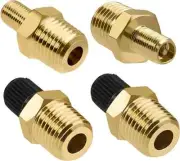 4 PCS Brass Air Inflator Adapter, 1/4" NPT (M) to Standard Schrader Valve (M)