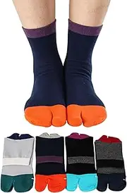 [Fasot] Men's Tabi Socks Flip Flop Split Toe Big Toe Cotton Athletic 4 Pack 6 Pack