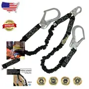 6FT Double Leg Shock Absorbing Safety Lanyard - OSHA & ANSI Rated Protection