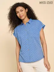 White Stuff Blue Ellie Cotton Shirt (B59597) | $104