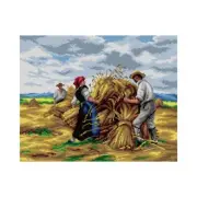 "Stacking Hay" Printed Canvas or Tapestry kit for Needlepoint 3484M