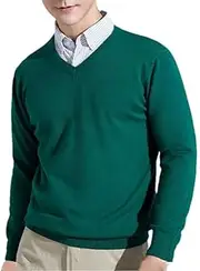 [Hamthuit] Men Classic V-Neck Knitted Sweater Men Soft Warm Business Casual Pullover Jumper Men's Slim Fit Sweater