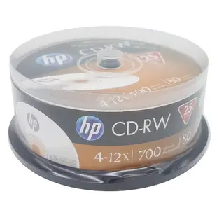 【臺灣中環製造 國際名牌】25~300片裝- HP LOGO CD-RW 12X 700MB 空白光碟片