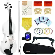 Crafteem 1/4 Fiddle White Colored Premium Violin Outfit for Beginners Adults Kids With 5 Color Fingering Tape- Handcrafted Student Beginner Violin.